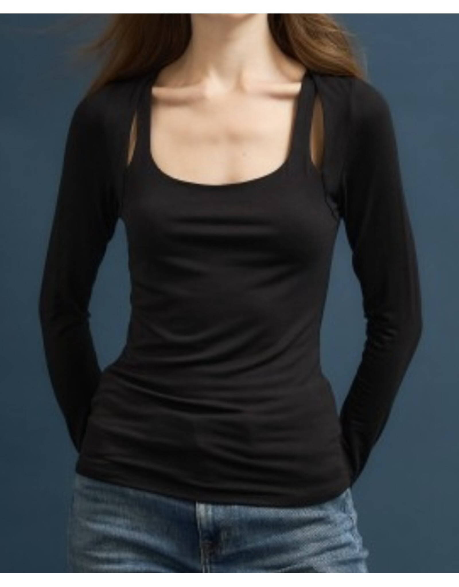 Double Slit Scoop Neck Top