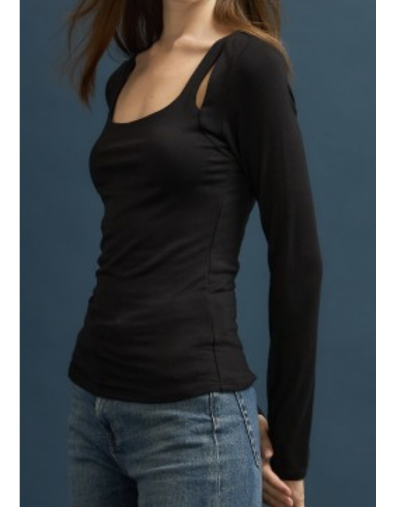 Double Slit Scoop Neck Top