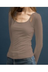 Double Slit Scoop Neck Top