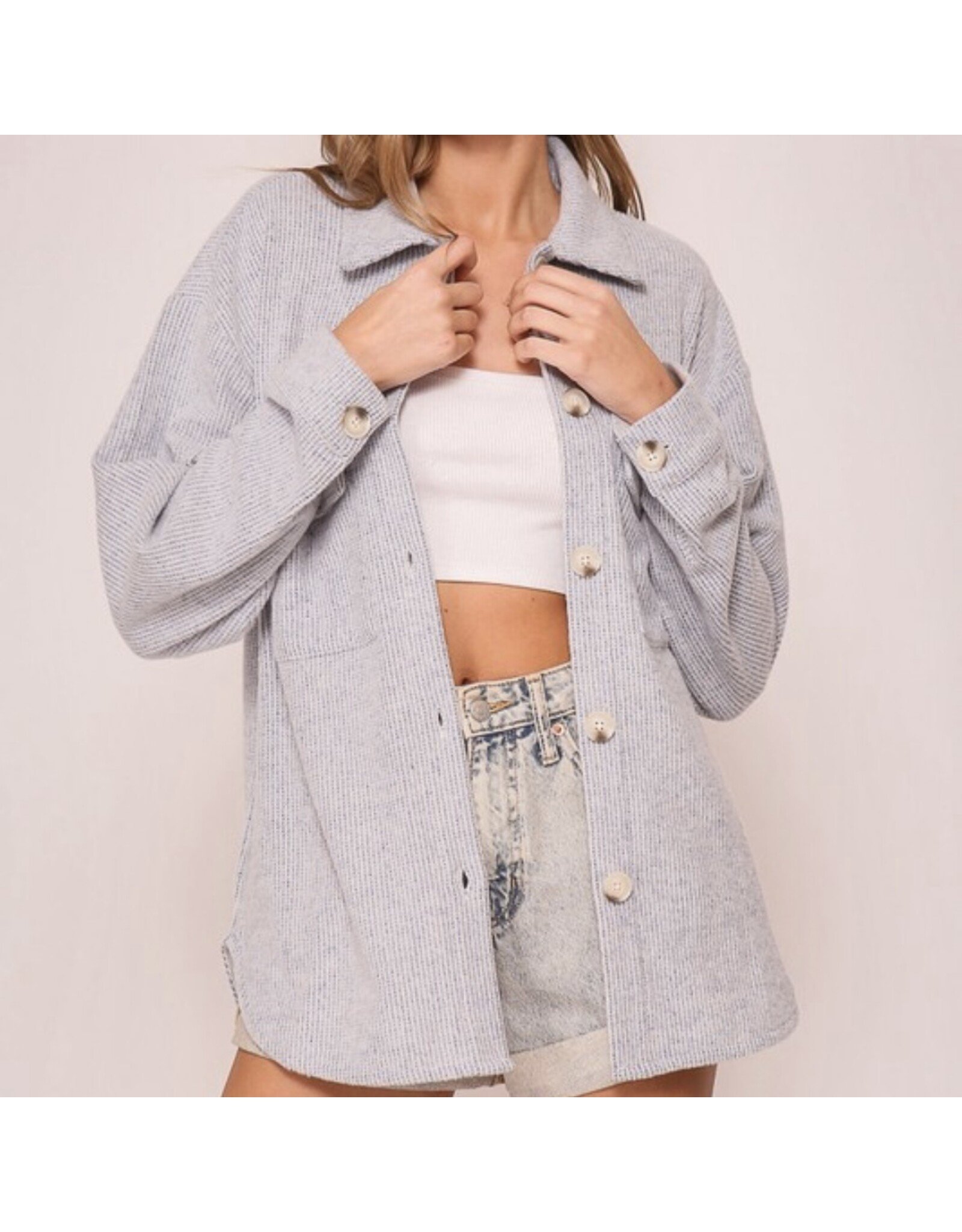 Cozy Brushed Waffle Oversized Shacket