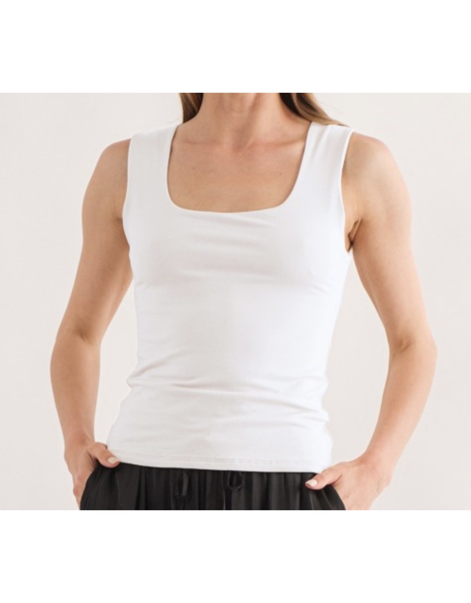 Double layer square neck wide strap tank