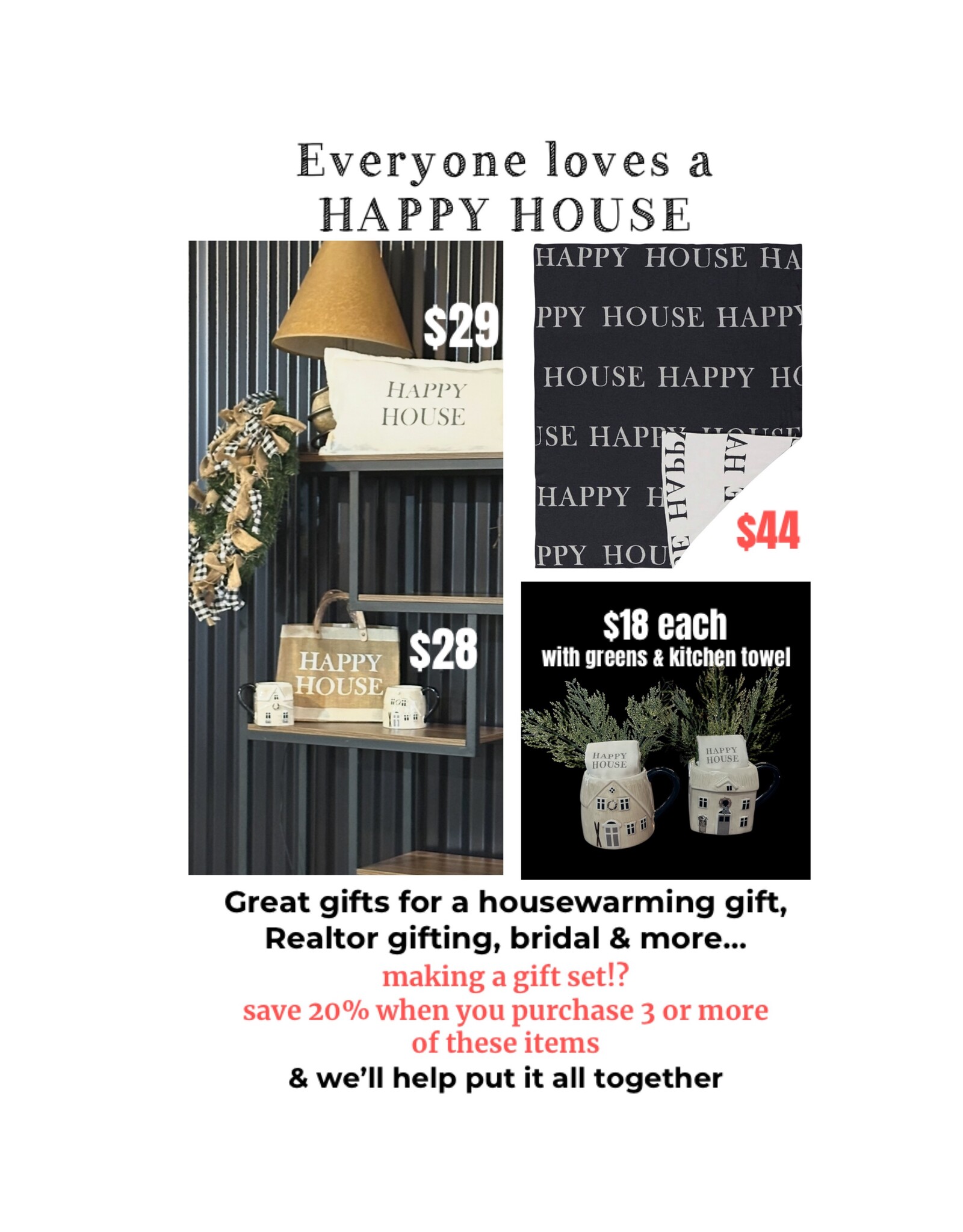 Happy House mug with kitchen towel