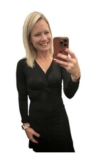 Black Long Sleeve Twist Dress