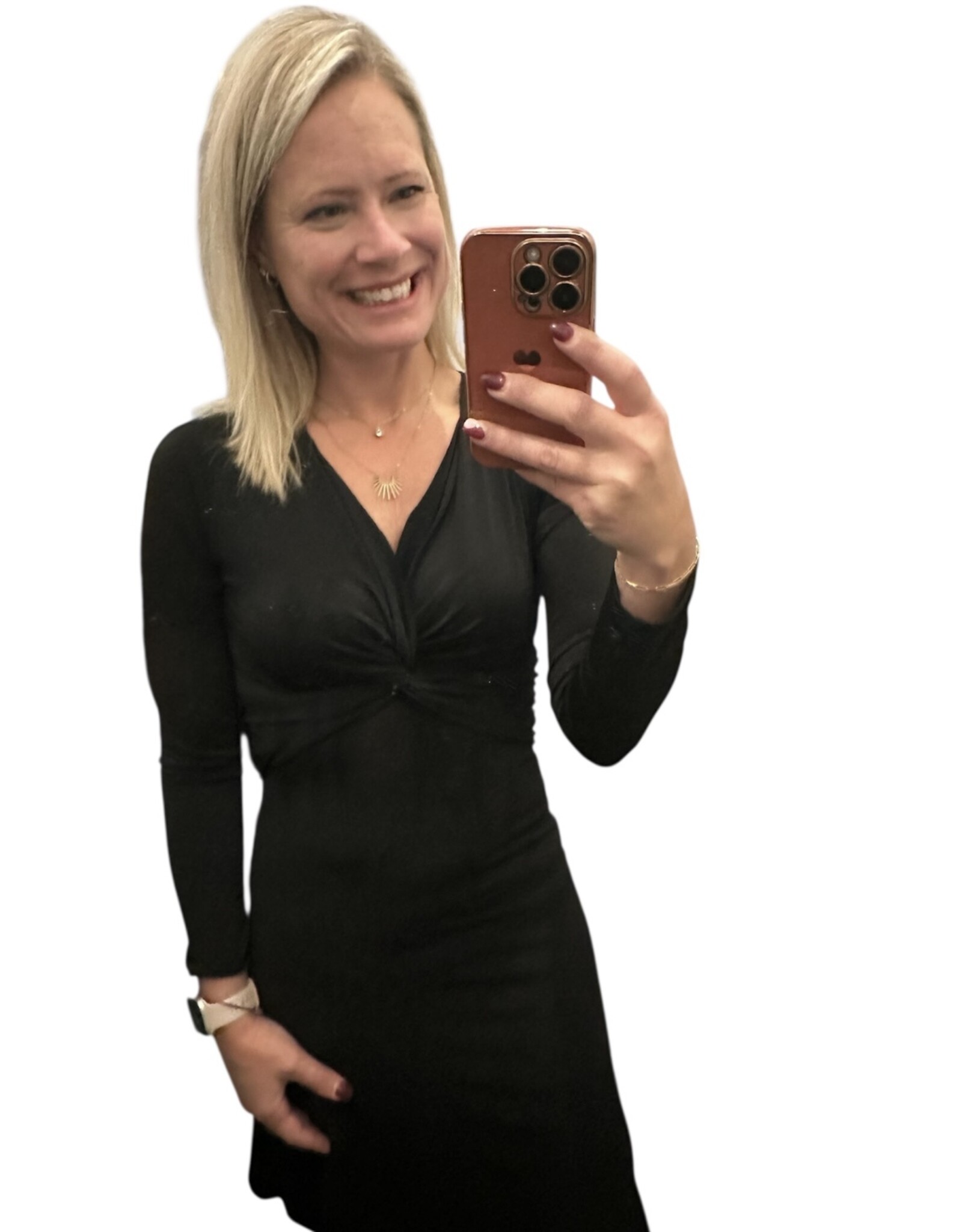 Black Long Sleeve Twist Dress