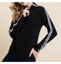 super lady Black & White Long Slv Mock Neck Top