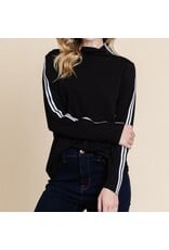 super lady Black & White Long Slv Mock Neck Top
