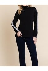 super lady Black & White Long Slv Mock Neck Top