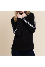 super lady Black & White Long Slv Mock Neck Top