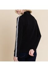 super lady Black & White Long Slv Mock Neck Top