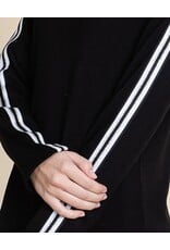 super lady Black & White Long Slv Mock Neck Top