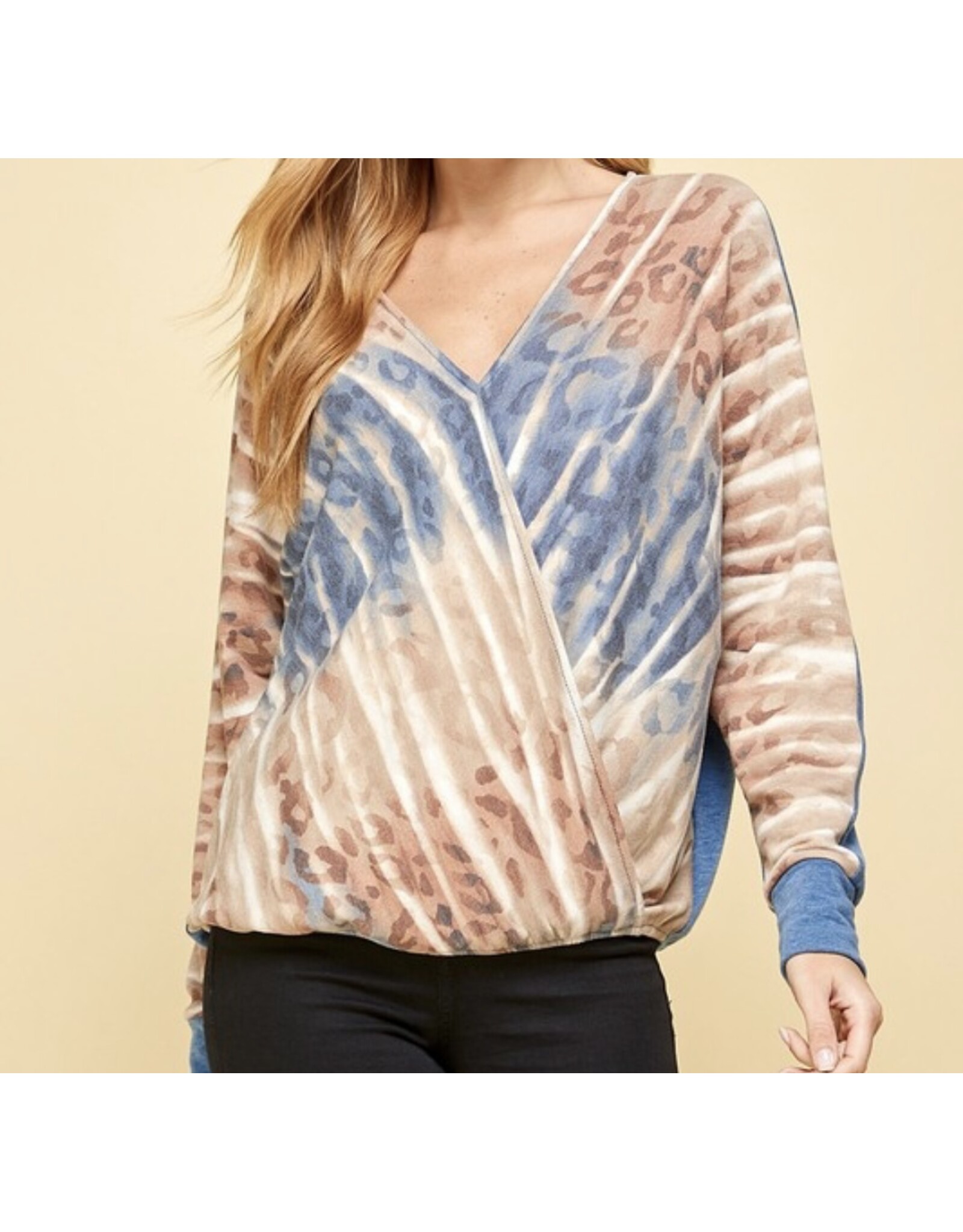 Blue Animal Tie Dye Print Top