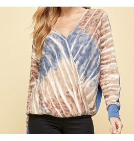 Blue Animal Tie Dye Print Top