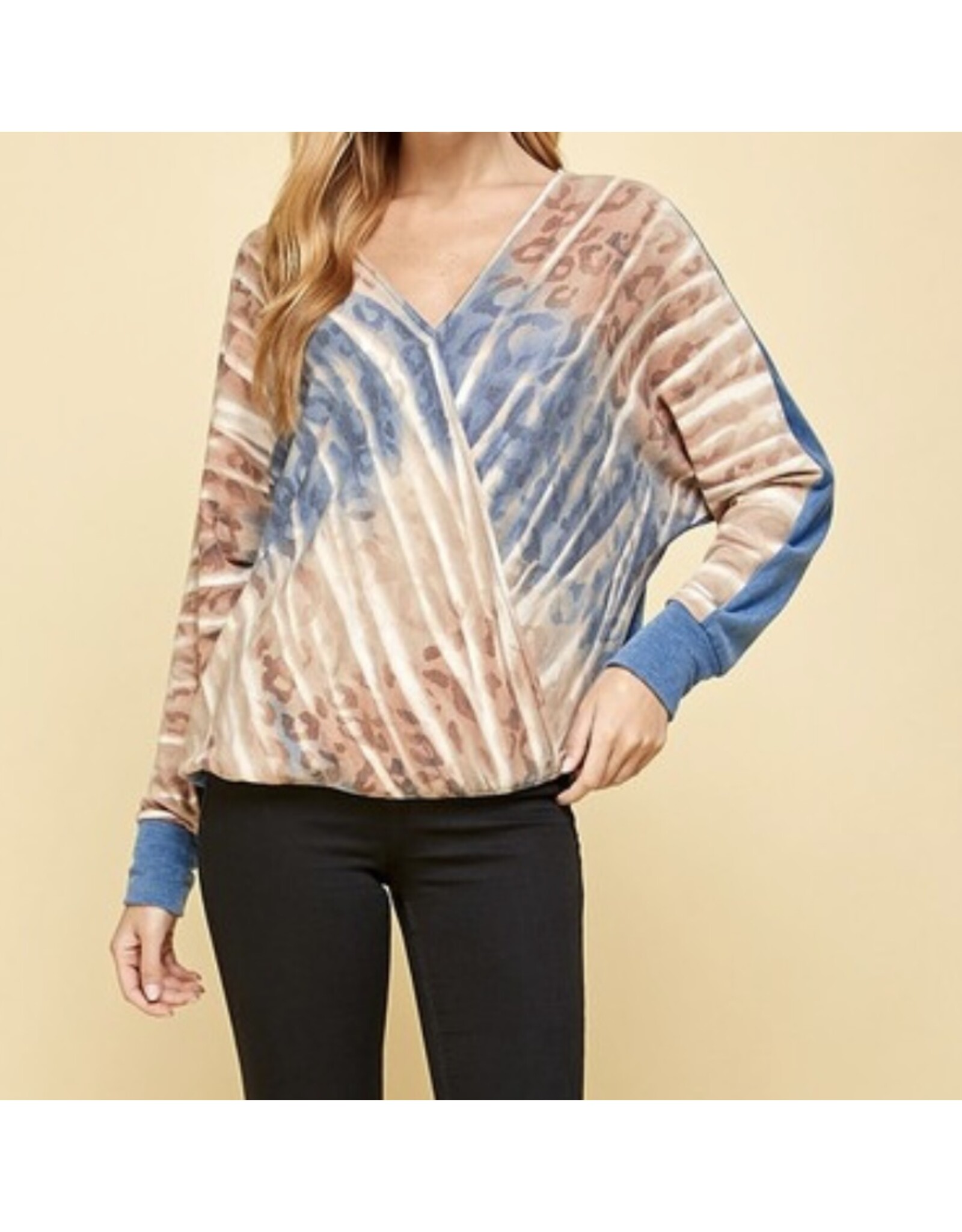 Blue Animal Tie Dye Print Top