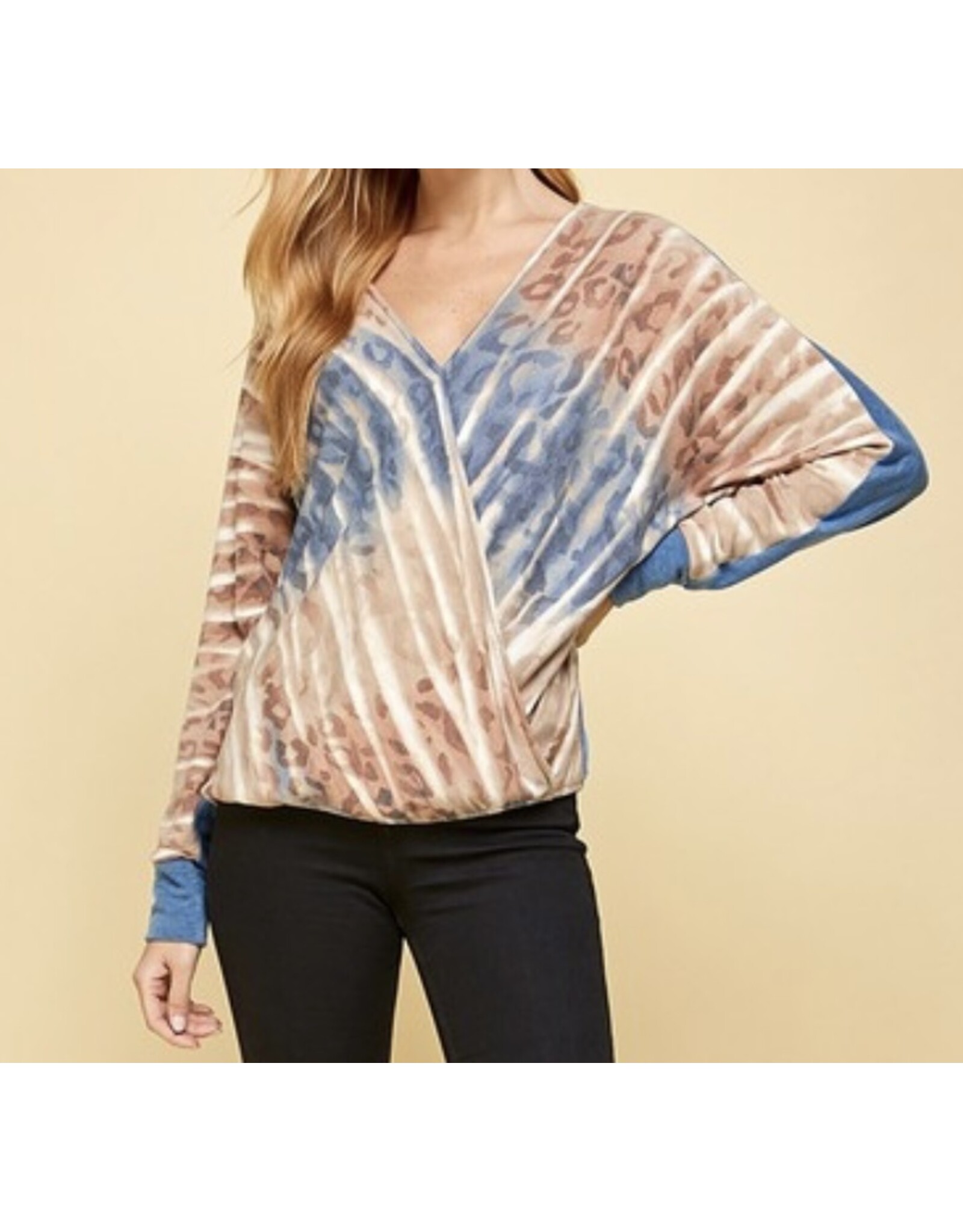 Blue Animal Tie Dye Print Top