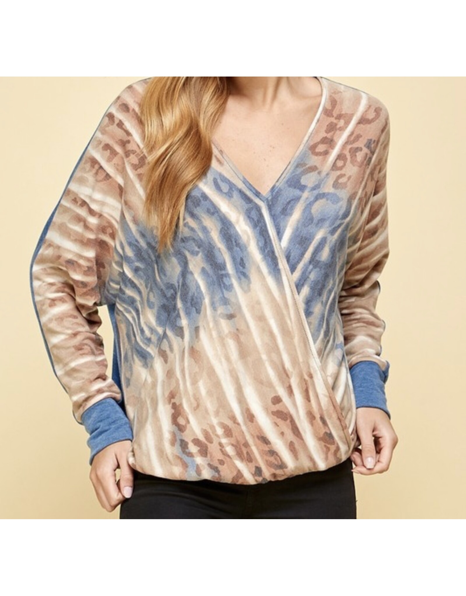 Blue Animal Tie Dye Print Top