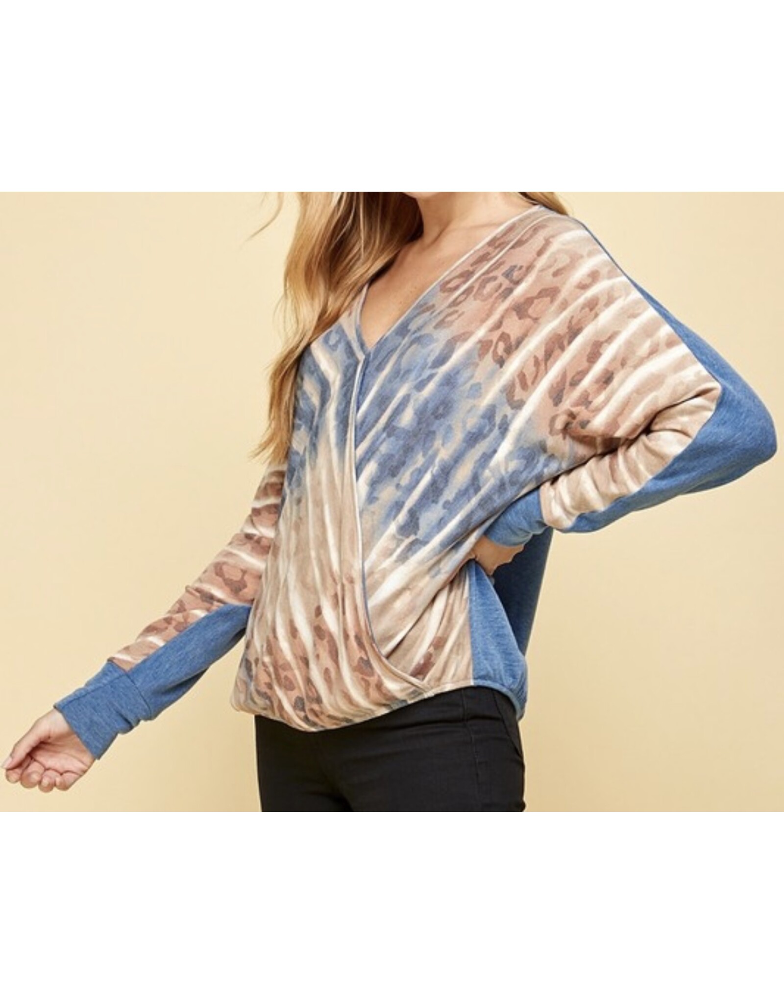 Blue Animal Tie Dye Print Top