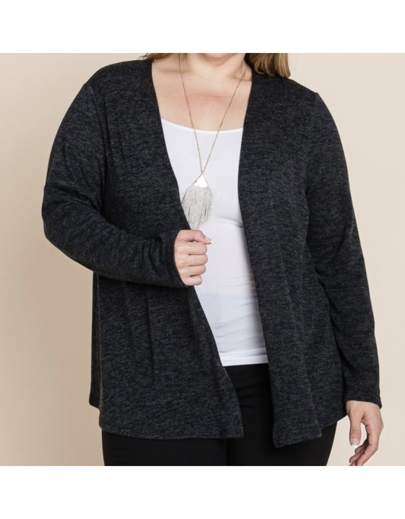 Black Two Tone Knit Cardigan