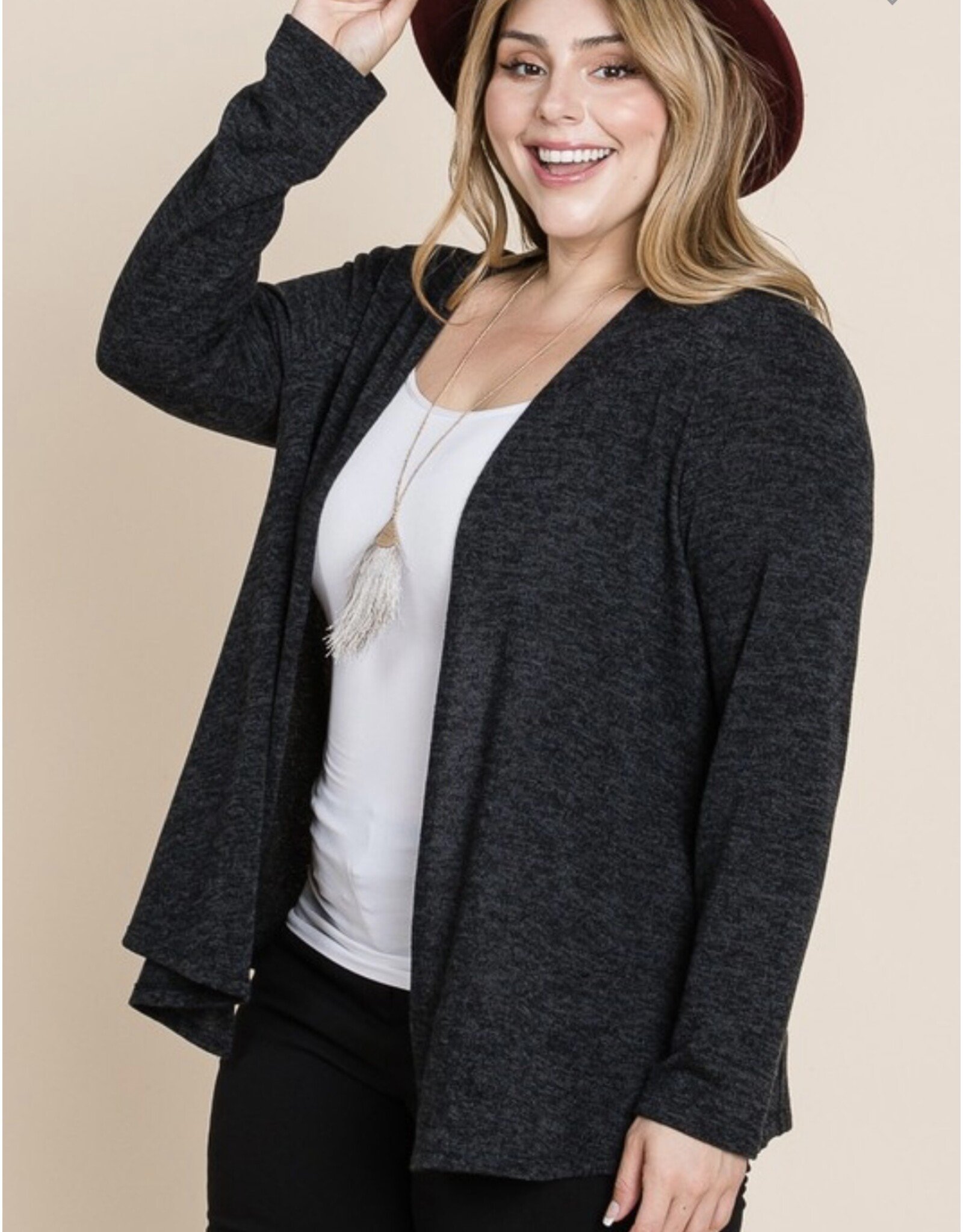 Black Two Tone Knit Cardigan