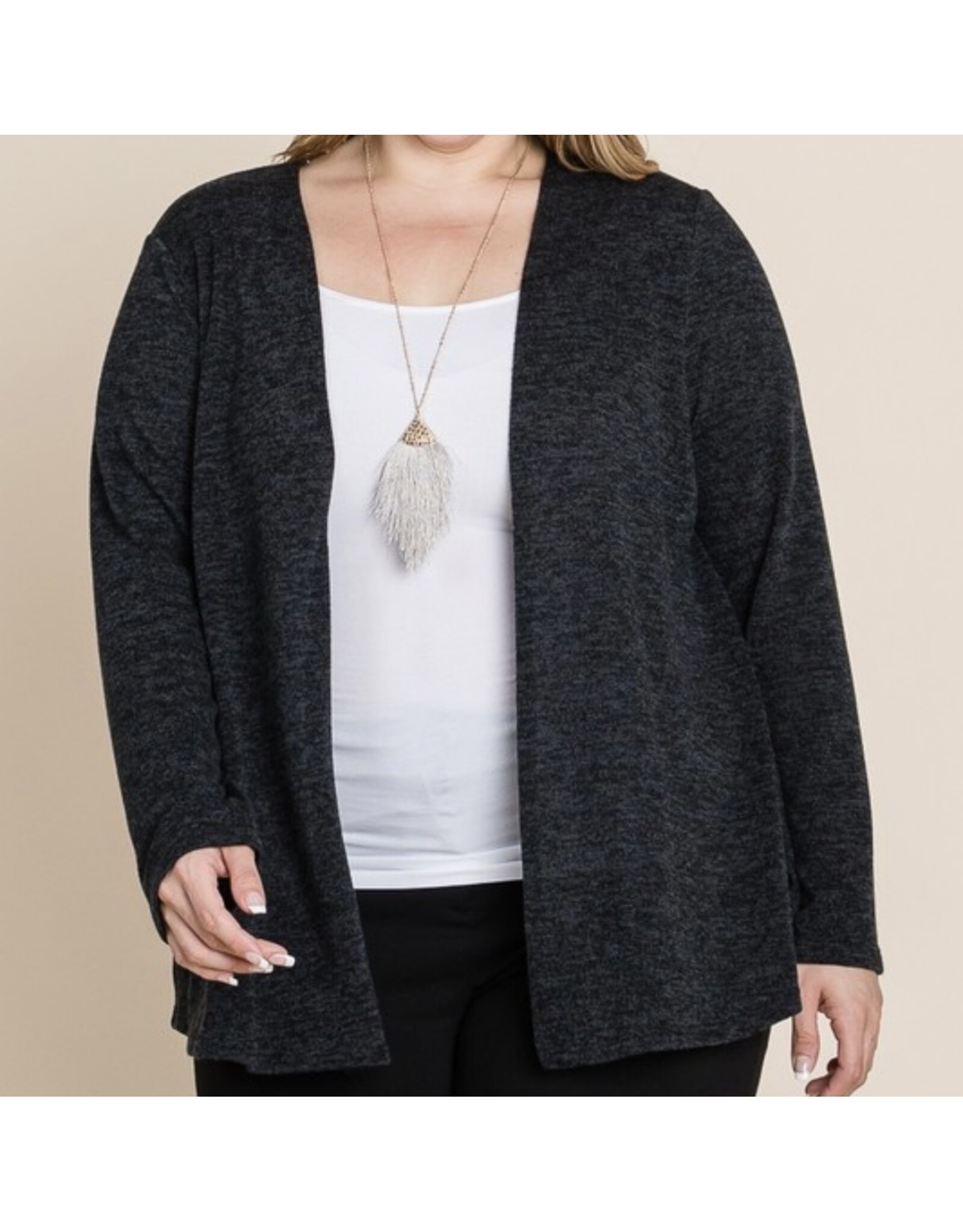 Black Two Tone Knit Cardigan