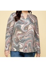 Plus Pink/Grey Marble Tie Dye Top