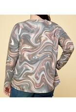 Plus Pink/Grey Marble Tie Dye Top