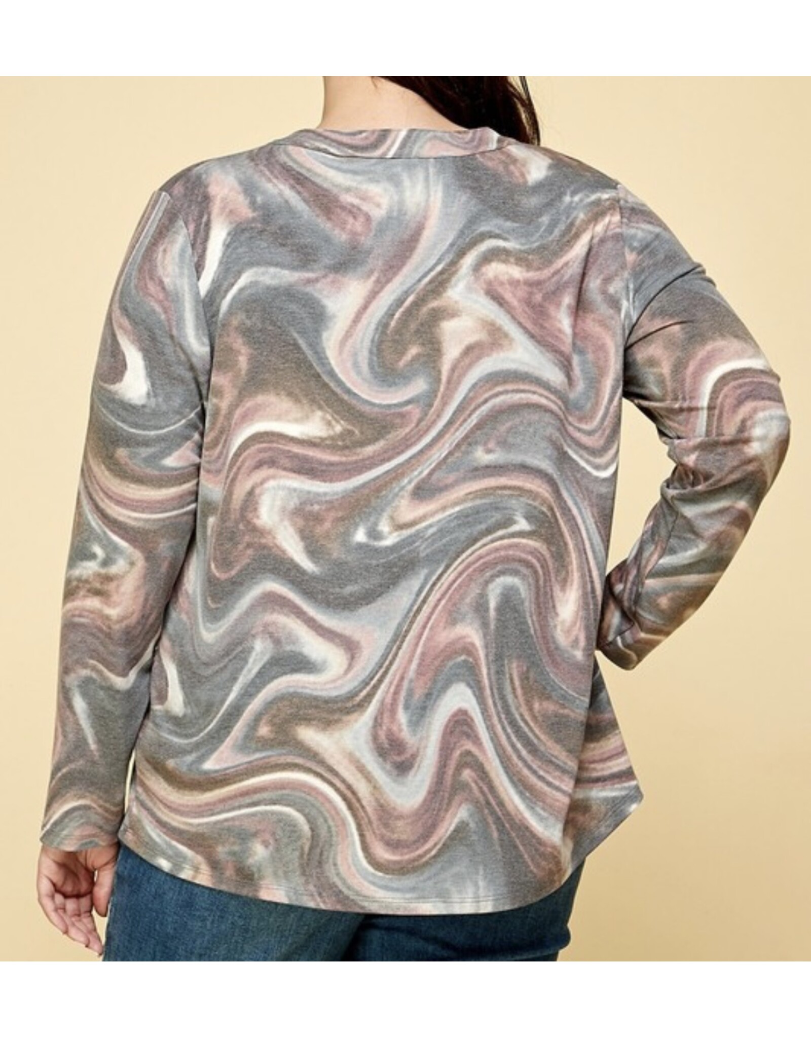 Plus Pink/Grey Marble Tie Dye Top