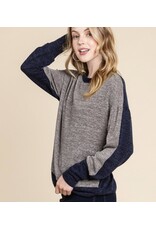 Brown Contrast Block Top