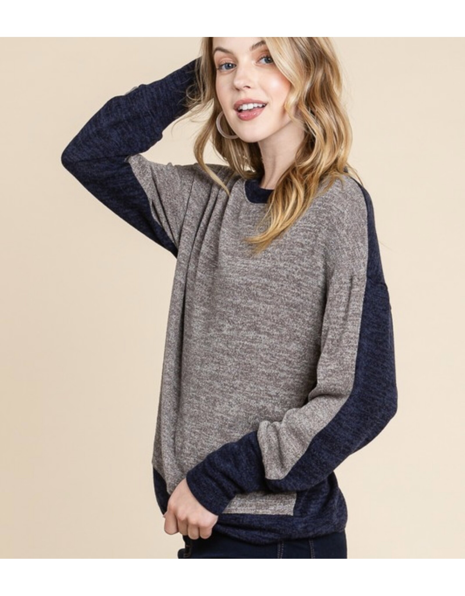 Brown Contrast Block Top