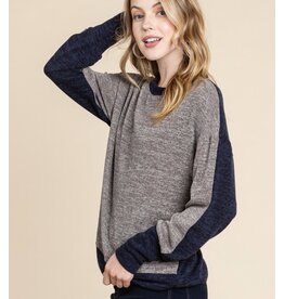 Brown Contrast Block Top