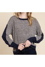 Brown Contrast Block Top