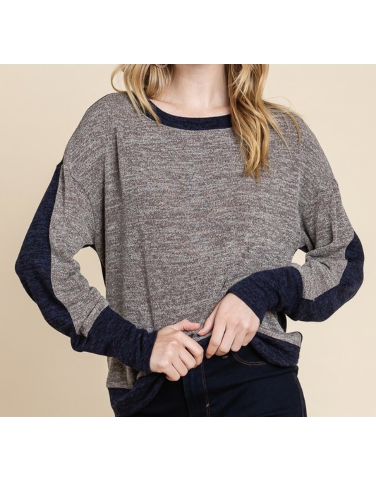 Brown Contrast Block Top