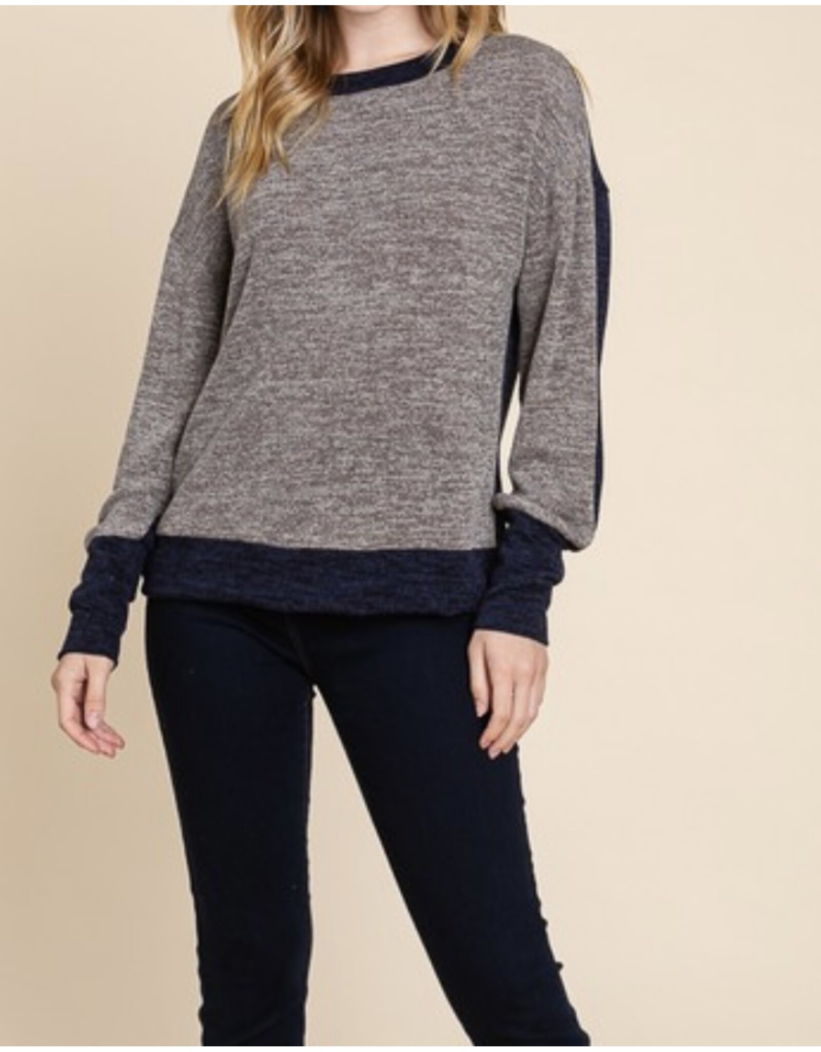 Brown Contrast Block Top