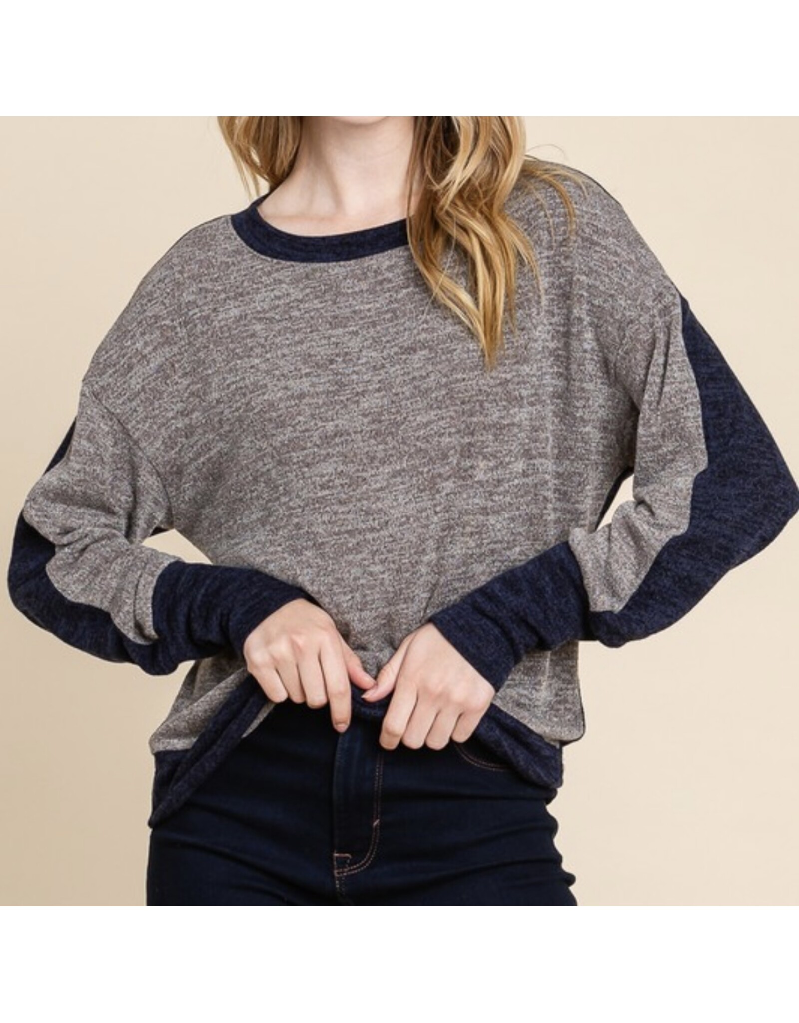 Brown Contrast Block Top