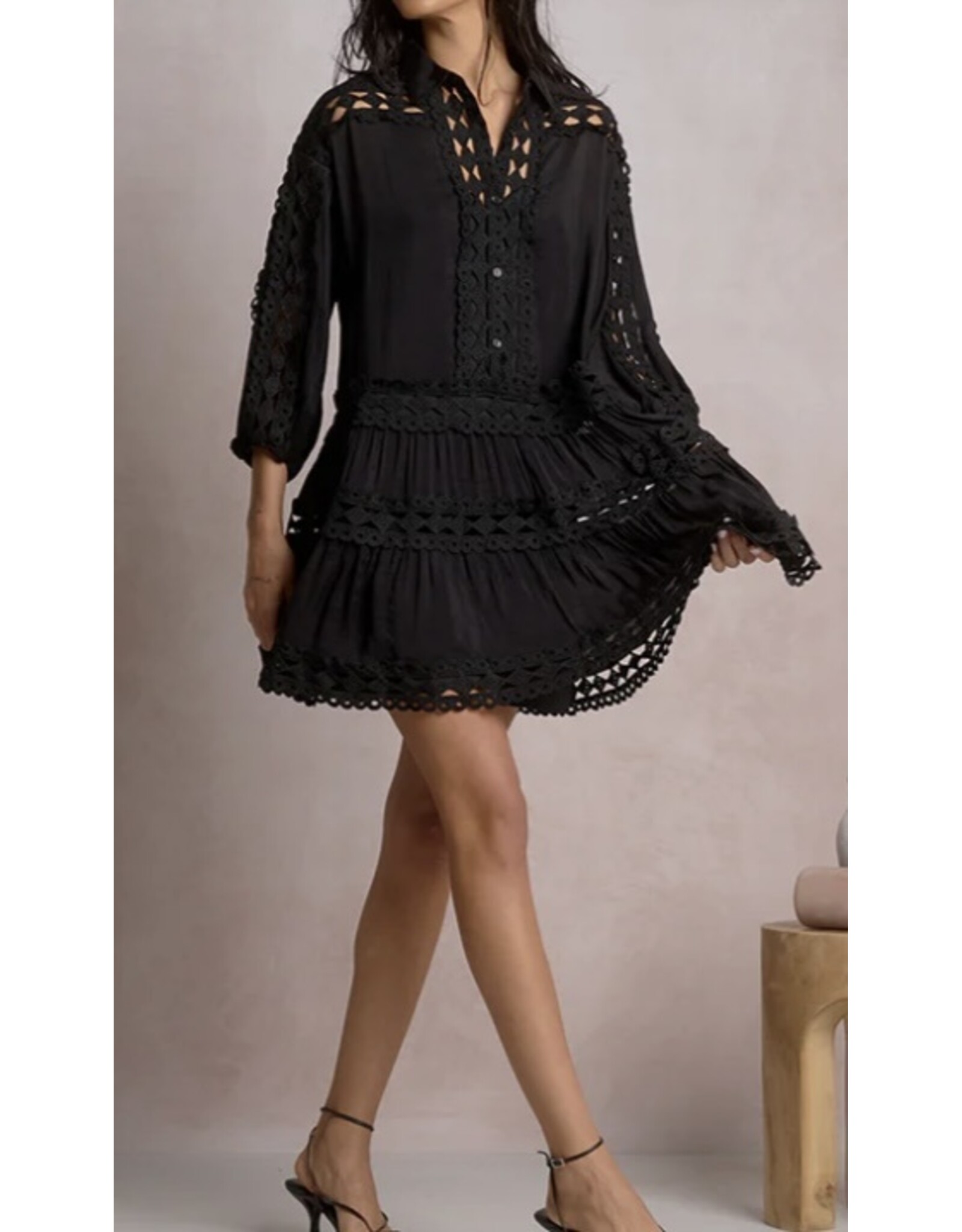 Elan elan black collared dress