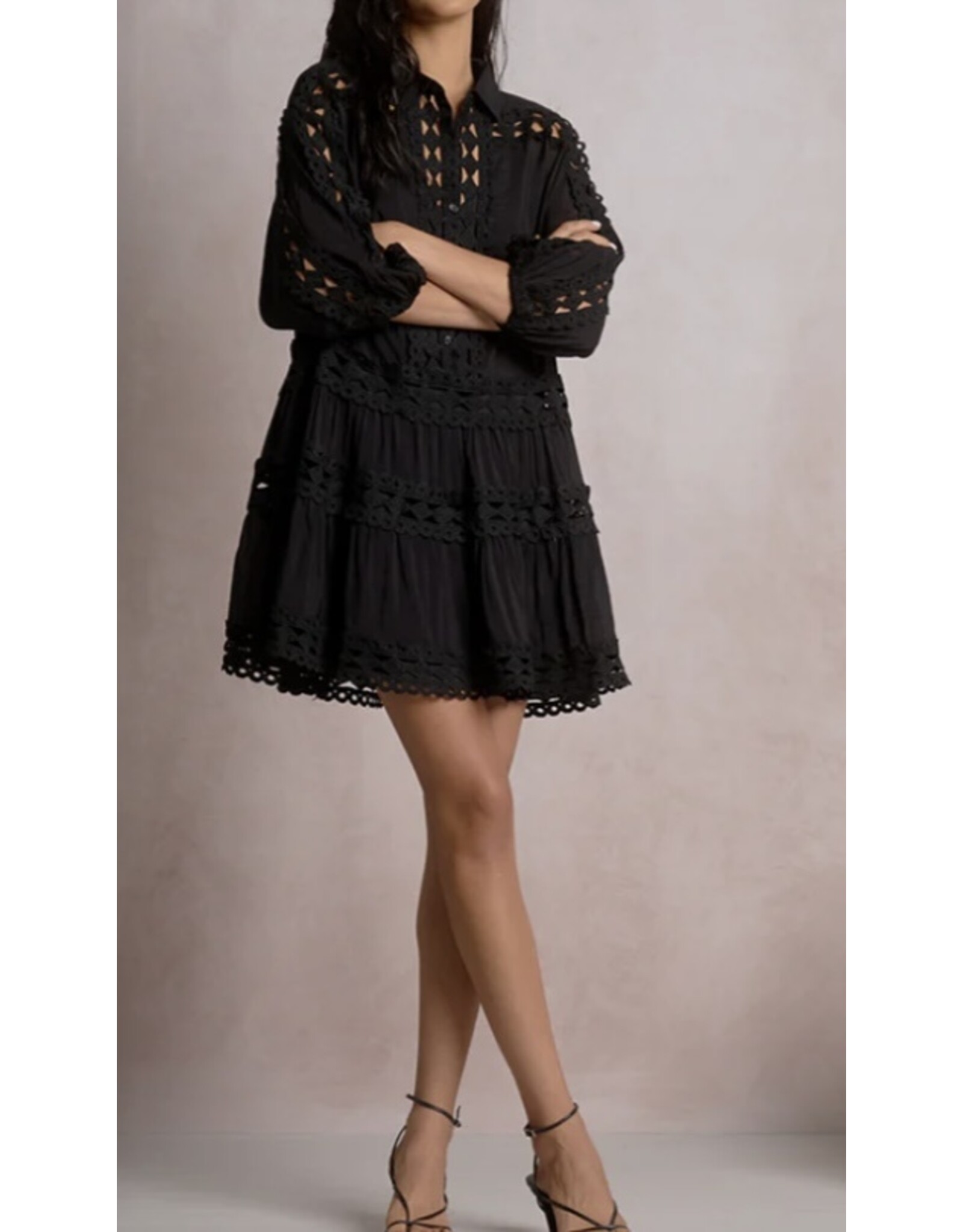 Elan elan black collared dress