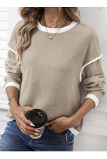 LATA Contrast trim knit sweater