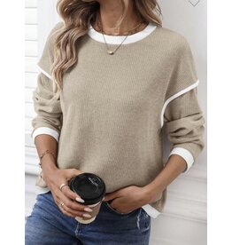LATA Contrast trim knit sweater