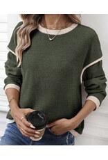 LATA Contrast trim knit sweater