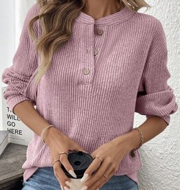 LATA Ribbed henley knit top