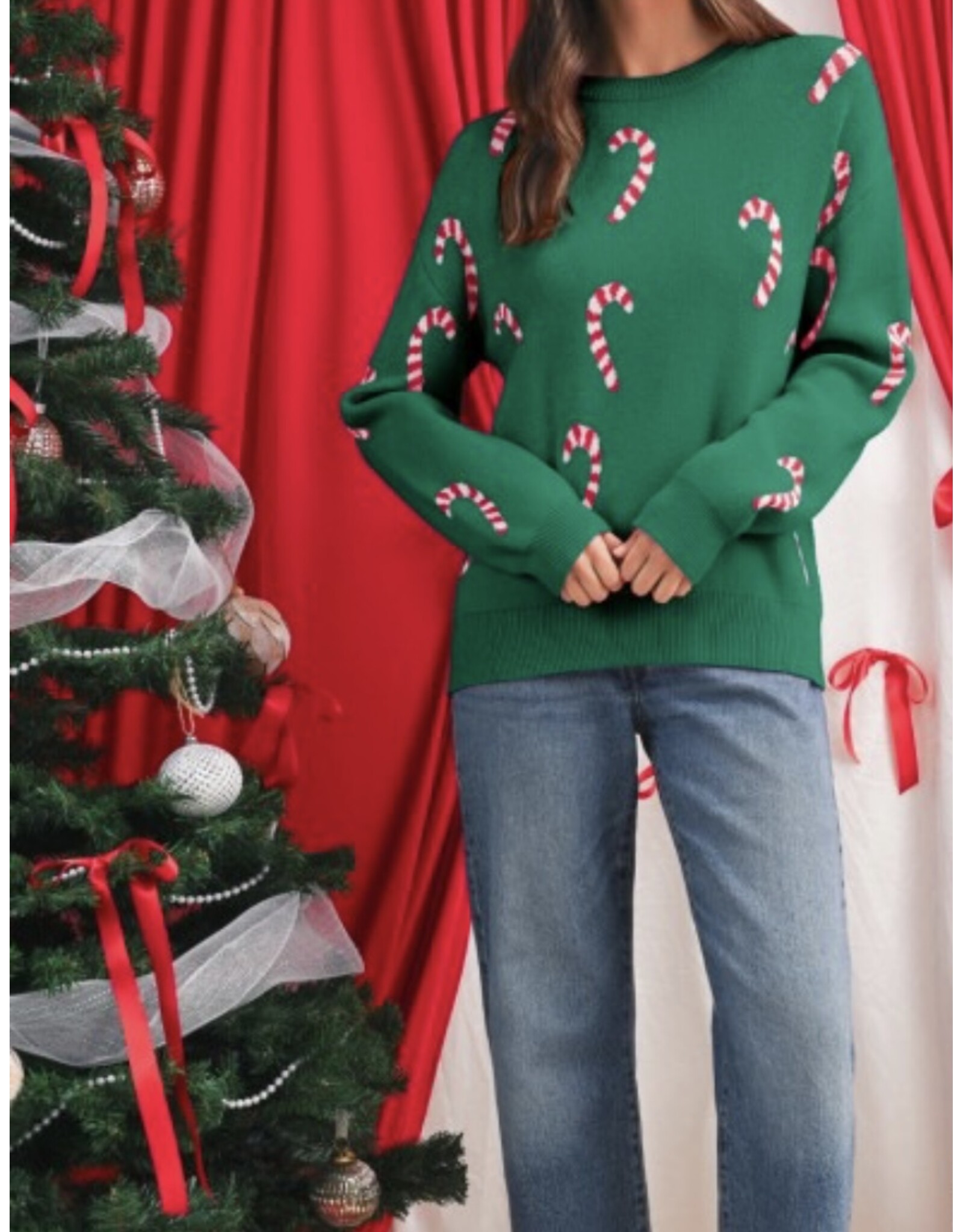 LATA Christmas Candy Cane Sweater