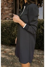 LATA Black and White v neck collared dress