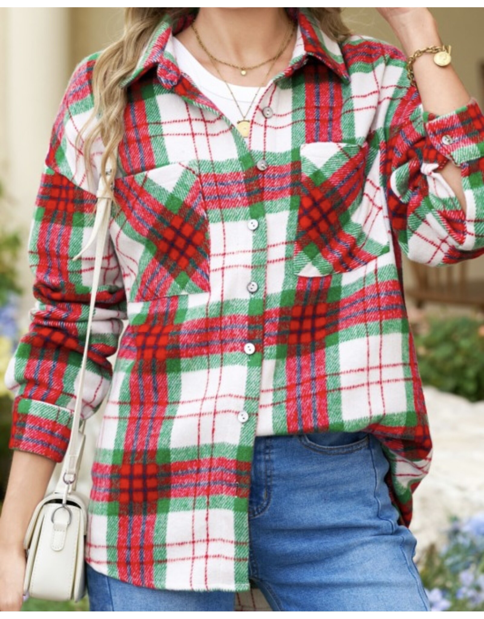 LATA Christmas Plaid Flannel Shacket