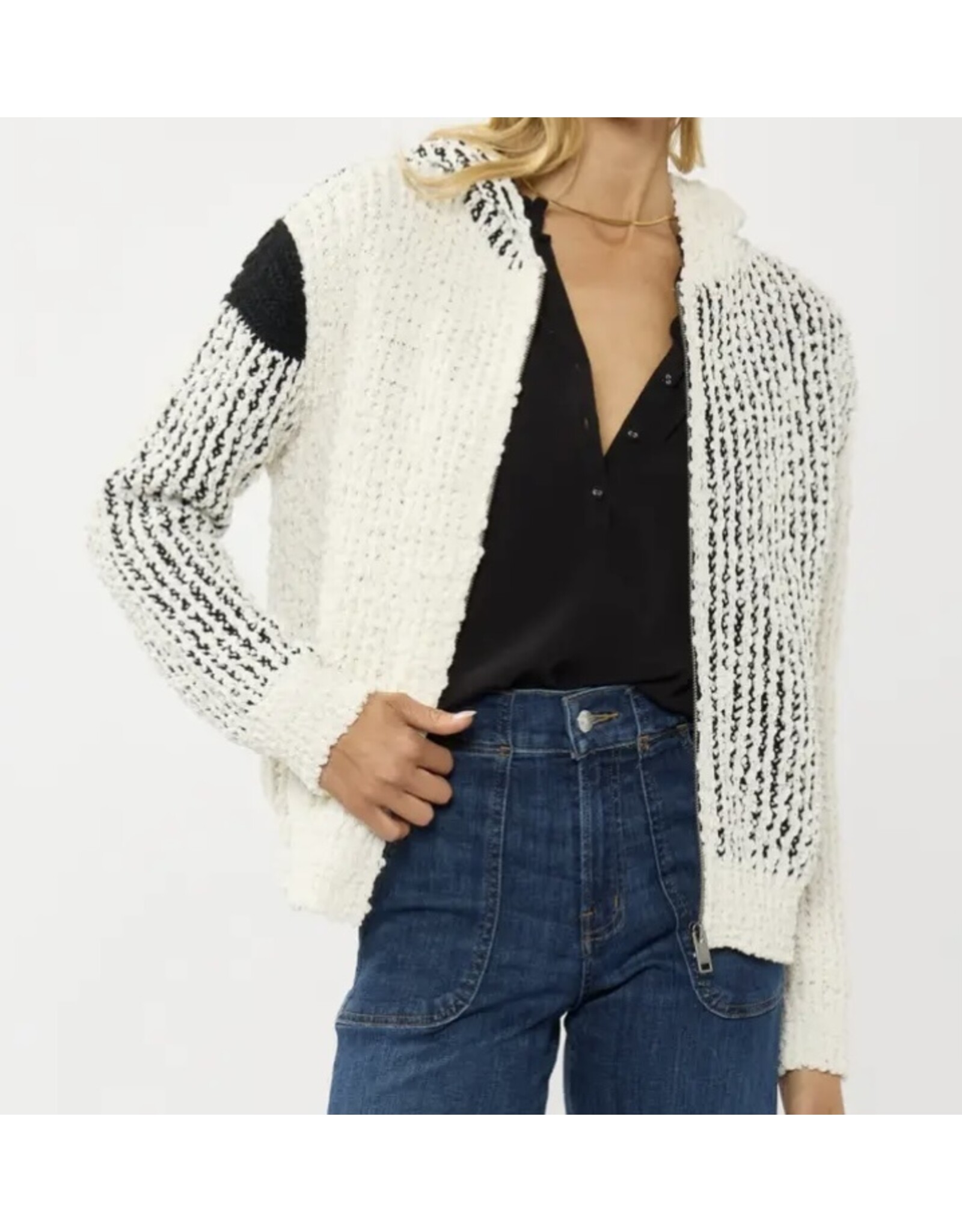 Lovestitch Cream & Black Popcorn Knit Sweater