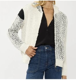 Lovestitch Cream & Black Popcorn Zipped Sweater
