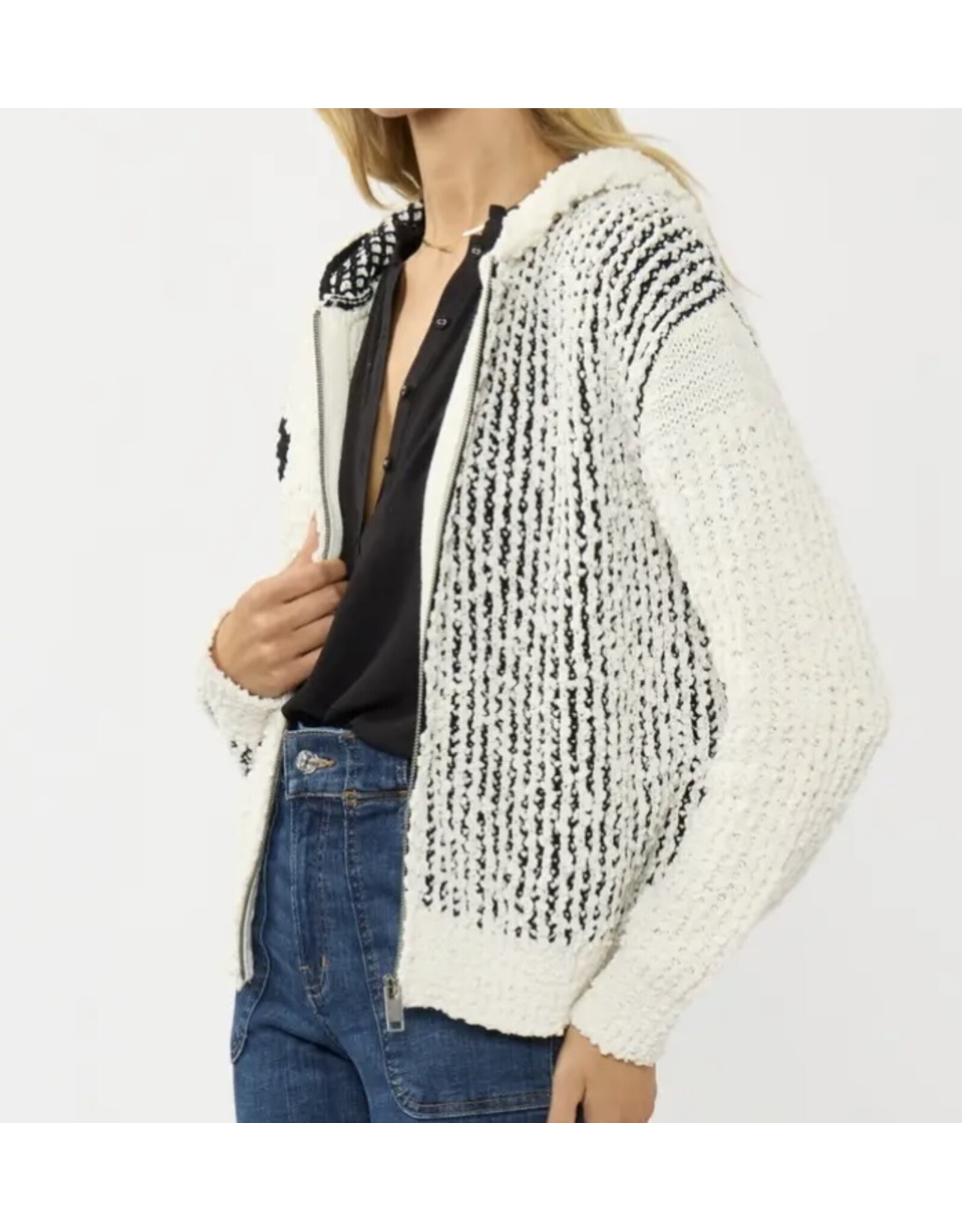 Lovestitch Cream & Black Popcorn Knit Sweater