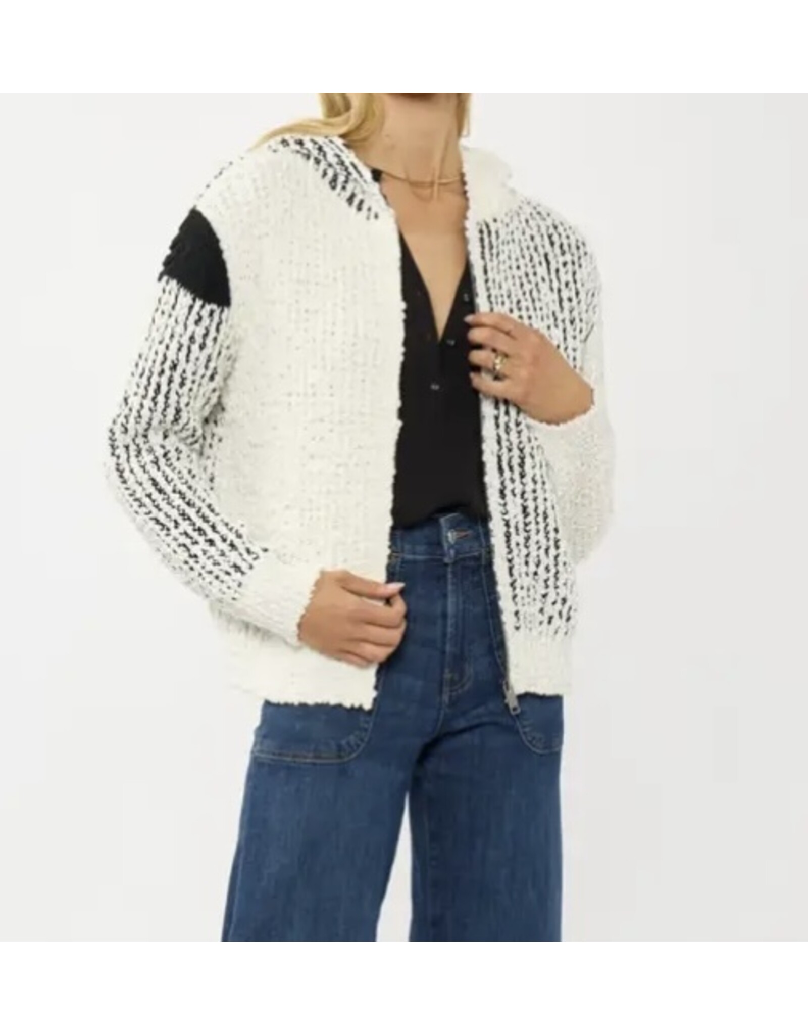 Lovestitch Cream & Black Popcorn Knit Sweater