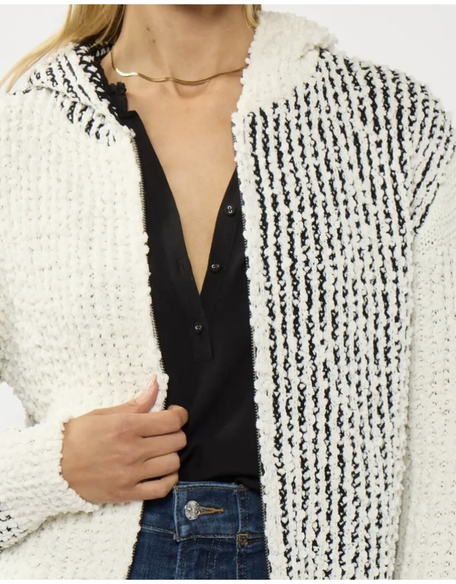 Lovestitch Cream & Black Popcorn Knit Sweater