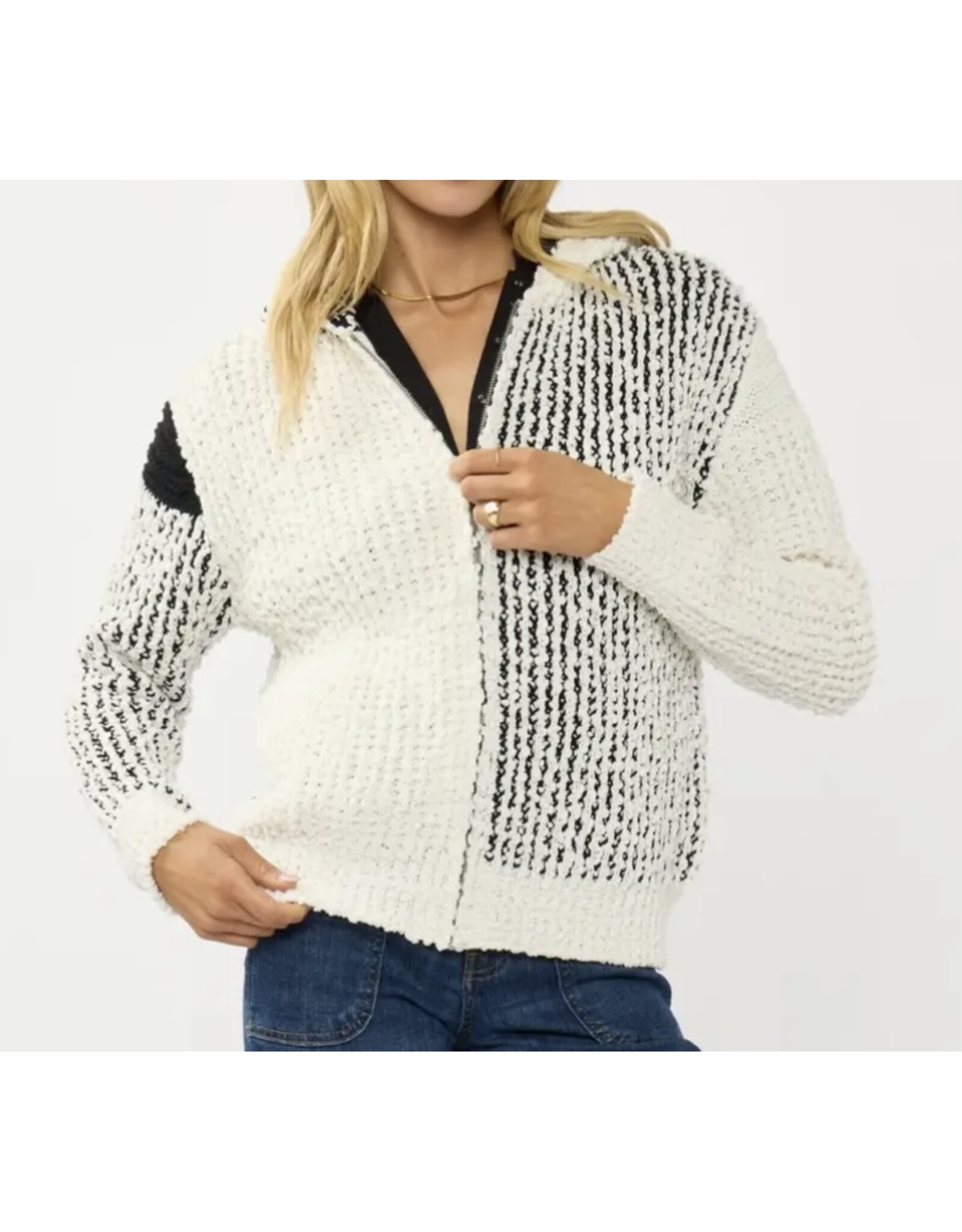 Lovestitch Cream & Black Popcorn Knit Sweater