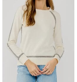 Lovestitch Cream/Gray Contrast Stitch Sweater