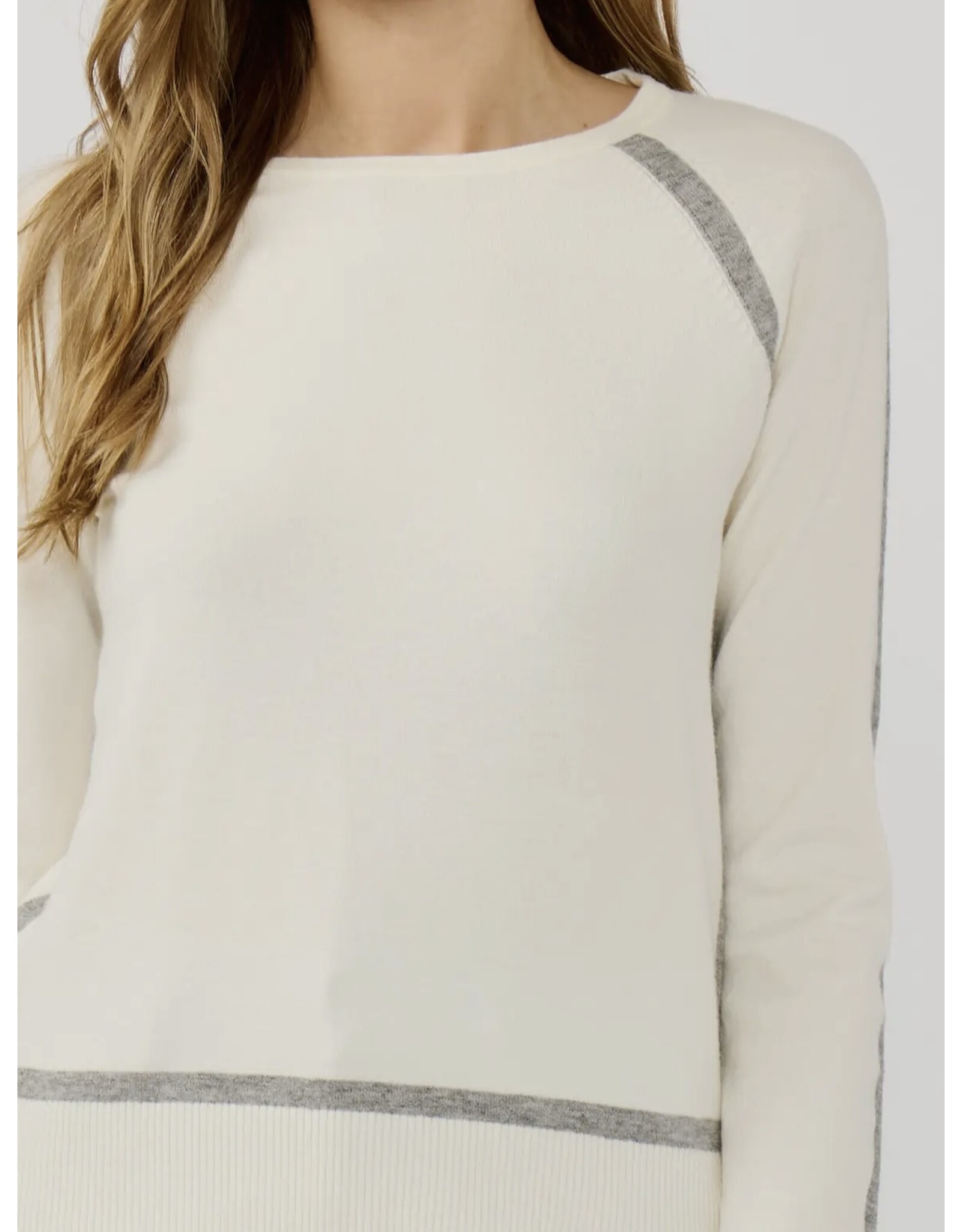 Lovestitch Cream/Gray Contrast Stitch Crew